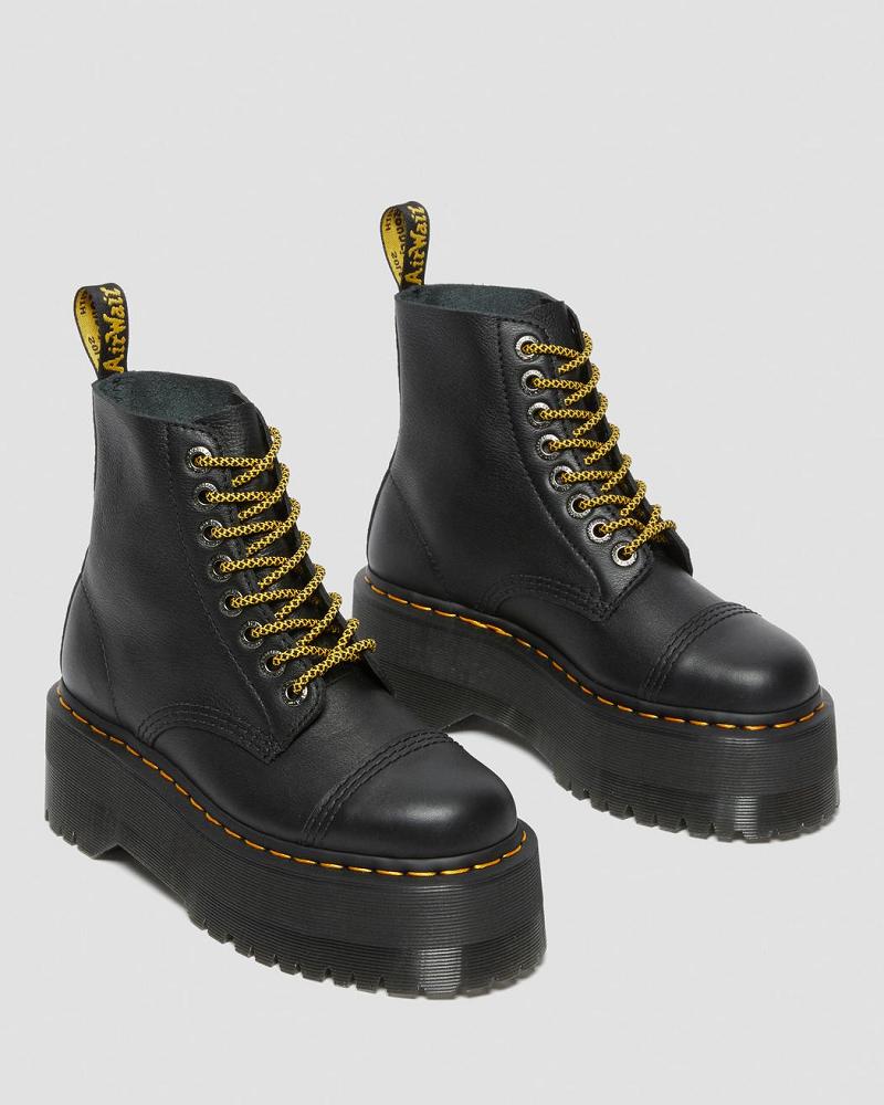 Botas Plataforma Dr Martens Sinclair Max Pisa Cuero Mujer Negros | MX 526UZG